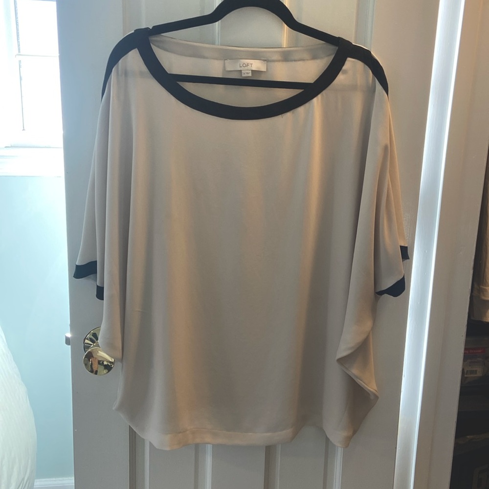 Loft size medium white with black trim dolman sleeve